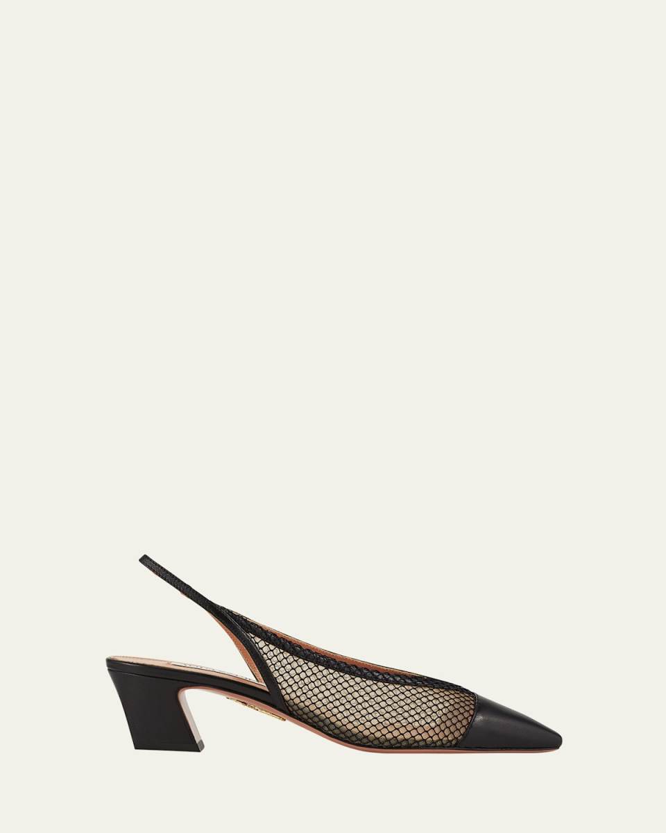 Margot Net Mesh Slingback Pumps